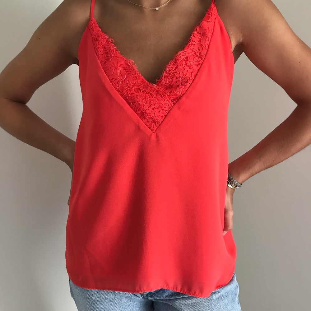 Socialite Coral Lace Tank
